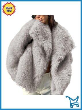 Faux Fur Coat Oversized Lapel Button Fuzzy Jacket Winter Outfits